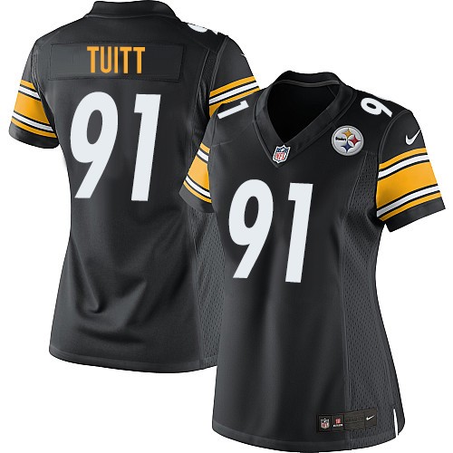 Nike Steelers #91 Stephon Tuitt Black Team Color Women's Stitched NFL Elite Jersey